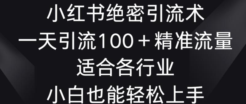 小红书绝密引流术，一天引流100+精准流量，适合各个行业，小白也能轻松上手【揭秘】|小鸡网赚博客