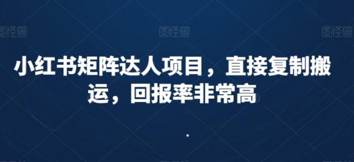 小红书矩阵达人项目，直接复制搬运，回报率非常高|小鸡网赚博客
