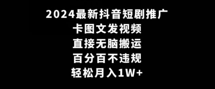 2024最新抖音短剧推广，卡图文发视频，直接无脑搬，百分百不违规，轻松月入1W+【揭秘】|小鸡网赚博客