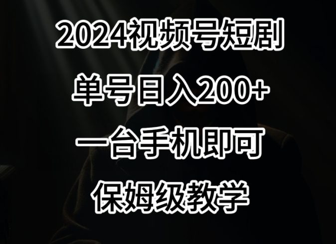 2024风口，视频号短剧，单号日入200+，一台手机即可操作，保姆级教学【揭秘】|小鸡网赚博客