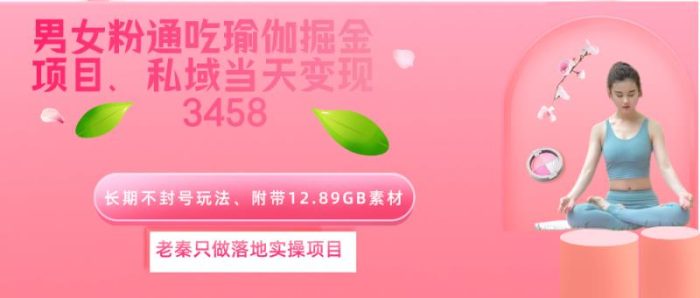 老秦轻创系列课程74:男女粉通吃瑜伽掘金项目、私域当天变现3458元、长期不封号玩法、附带12.89GB素材|小鸡网赚博客