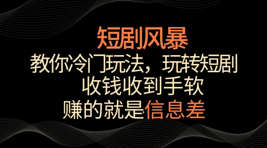 短剧风暴，教你冷门玩法，玩转短剧，收钱收到手软【揭秘】|小鸡网赚博客