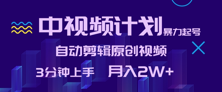 中视频计划暴力起号，自动剪辑原创视频，3分钟上手，月入2W+【揭秘】|小鸡网赚博客