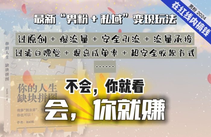 2024，“男粉+私域”还是最耐造、最赚、最轻松、最愉快的变现方式【揭秘】|小鸡网赚博客