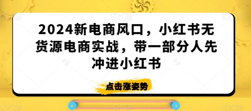 2024新电商风口，小红书无货源电商实战，带一部分人先冲进小红书|小鸡网赚博客
