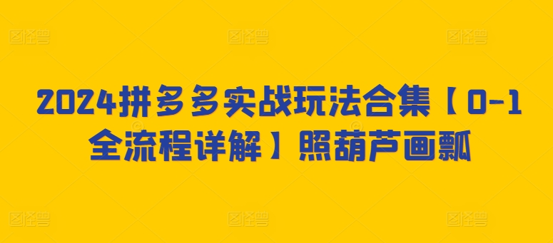 2024拼多多实战玩法合集【0-1全流程详解】照葫芦画瓢|小鸡网赚博客
