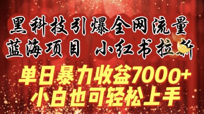 蓝海项目!黑科技引爆全网流量小红书拉新，单日暴力收益7000+，小白也能轻松上手【揭秘】|小鸡网赚博客