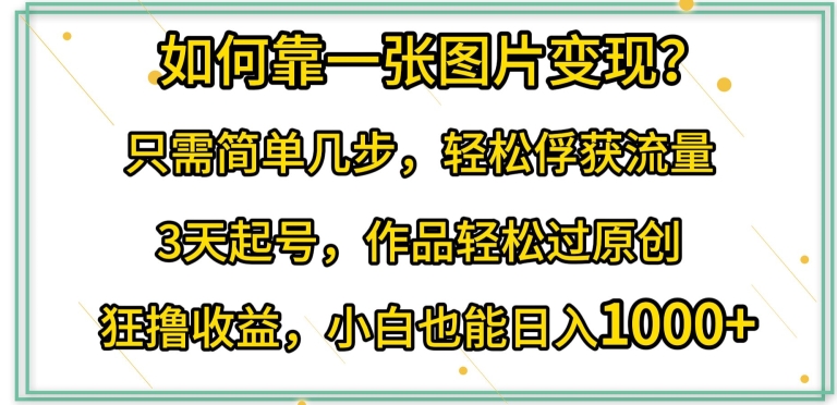 如何靠一张图片变现?只需简单几步，轻松俘获流量，3天起号，作品轻松过原创【揭秘】|小鸡网赚博客