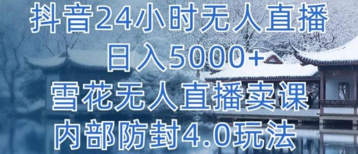 抖音24小时无人直播 日入5000+，雪花无人直播卖课，内部防封4.0玩法【揭秘】|小鸡网赚博客