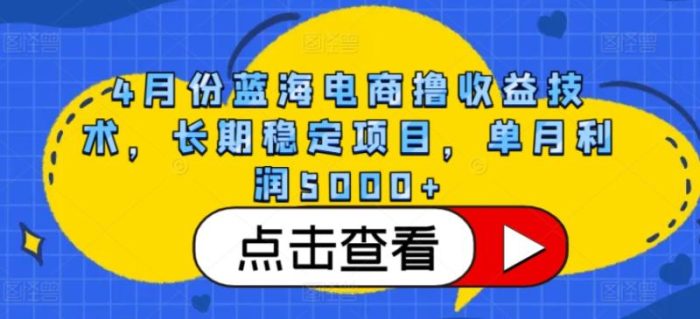 4月份蓝海电商撸收益技术，长期稳定项目，单月利润5000+【揭秘】|小鸡网赚博客