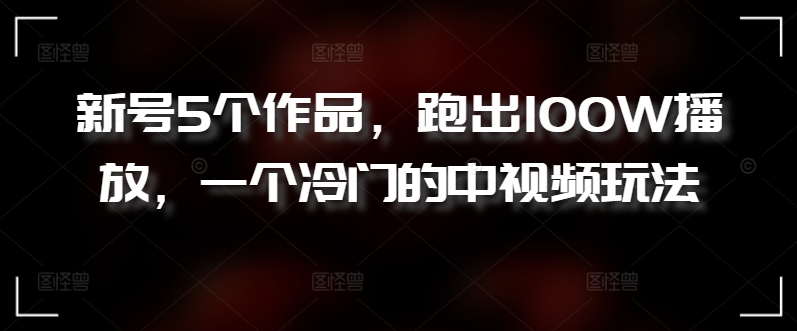 新号5个作品，跑出100W播放，一个冷门的中视频玩法【揭秘】|小鸡网赚博客