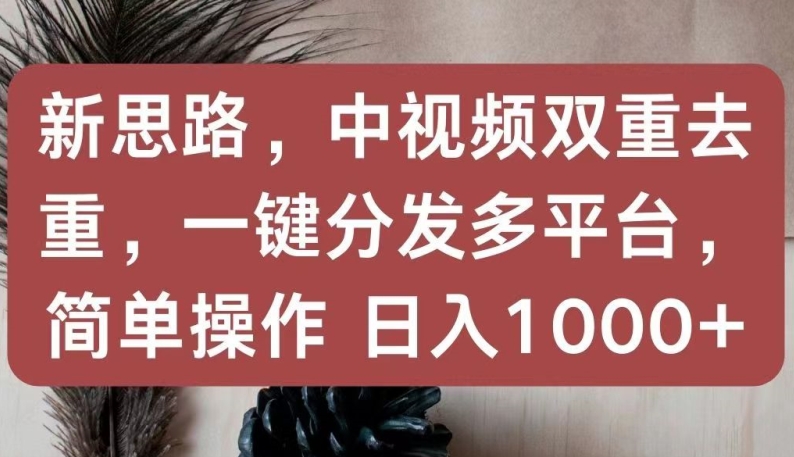新思路，中视频双重去重，一键分发多平台，简单操作，日入1000+【揭秘】|小鸡网赚博客