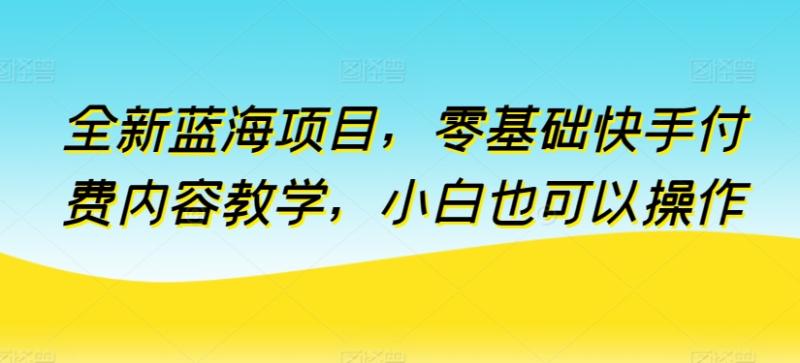 全新蓝海项目，零基础快手付费内容教学，小白也可以操作【揭秘】|小鸡网赚博客