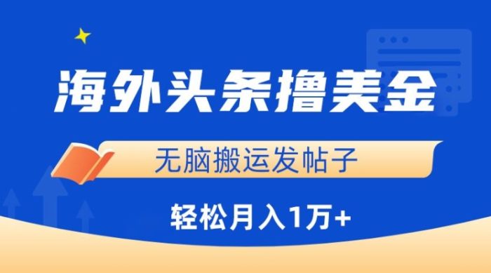 海外头条撸美金，无脑搬运发帖子，月入1万+，小白轻松掌握【揭秘】|小鸡网赚博客