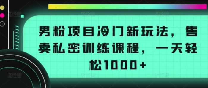 男粉项目冷门新玩法,售卖私密训练课程,一天轻松1000+【揭秘】|小鸡网赚博客