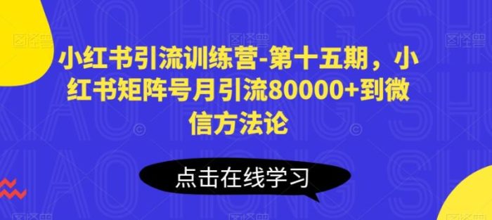 小红书引流训练营-第十五期,小红书矩阵号月引流80000+到微信方法论|小鸡网赚博客