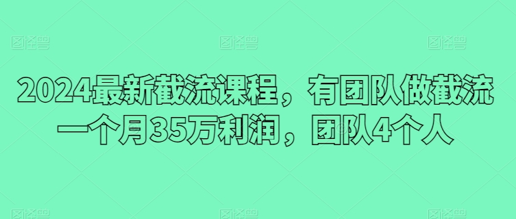 2024最新截流课程，有团队做截流一个月35万利润，团队4个人|小鸡网赚博客