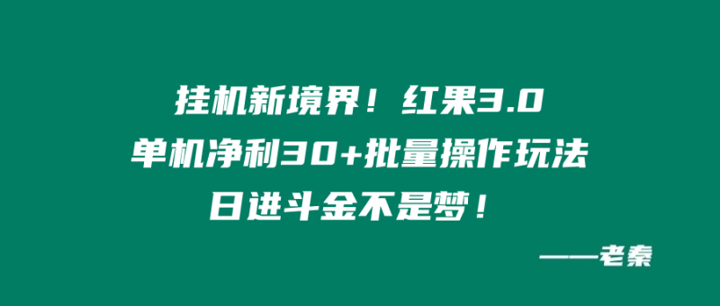 挂机新境界！红果3.0，单机净利30+批量操作玩法，日进斗金不是梦|小鸡网赚博客