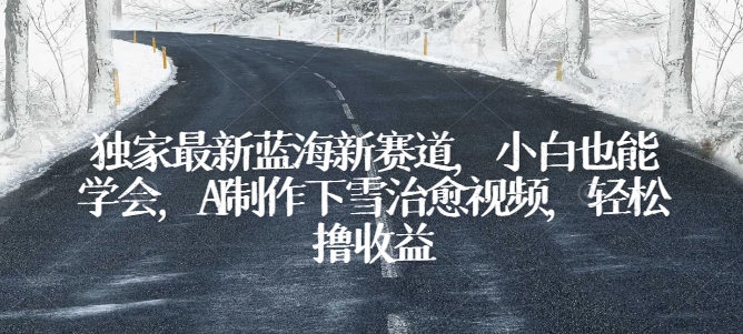 独家最新蓝海新赛道，小白也能学会，AI制作下雪治愈视频，轻松撸收益|小鸡网赚博客