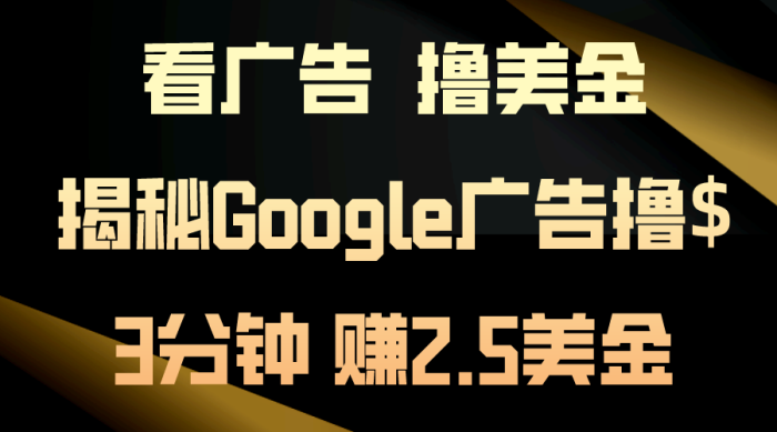（10912期）看广告，撸美金！3分钟赚2.5美金！日入200美金不是梦！揭秘Google广告…|小鸡网赚博客