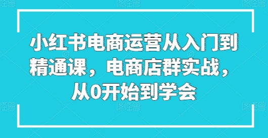 小红书电商运营从入门到精通课，电商店群实战，从0开始到学会|小鸡网赚博客