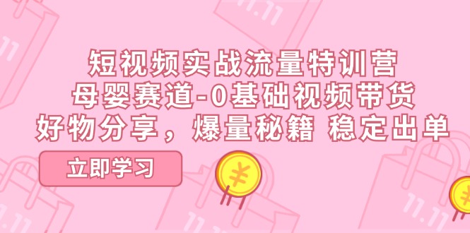 （11373期）短视频实战流量特训营，母婴赛道-0基础带货，好物分享，爆量秘籍 稳定出单|小鸡网赚博客