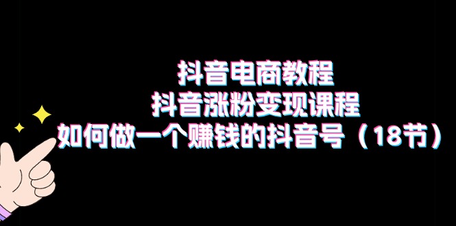（11436期）抖音电商教程：抖音涨粉变现课程：如何做一个赚钱的抖音号（18节）|小鸡网赚博客