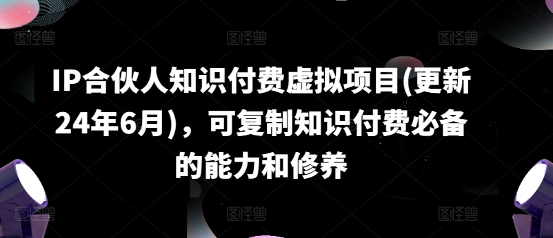 IP合伙人知识付费虚拟项目(更新24年6月)，可复制知识付费必备的能力和修养|小鸡网赚博客