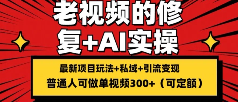 修复老视频的玩法，搬砖+引流的变现(可持久)，单条收益300+|小鸡网赚博客