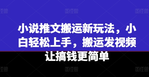 小说推文搬运新玩法，小白轻松上手，搬运发视频让搞钱更简单|小鸡网赚博客