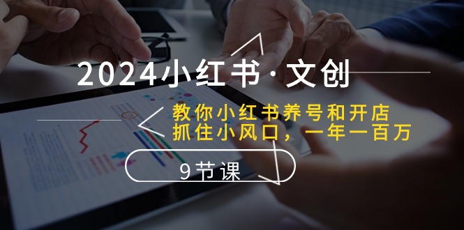 2024小红书文创：教你小红书养号和开店、抓住小风口 一年一百万 (9节课)|小鸡网赚博客
