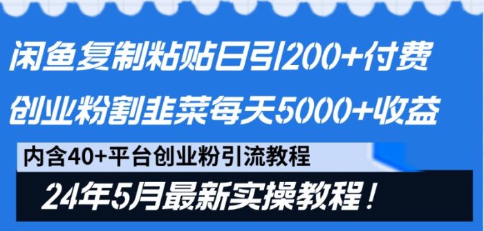 闲鱼复制粘贴日引200+付费创业粉，24年5月最新方法！割韭菜日稳定5000+收益|小鸡网赚博客