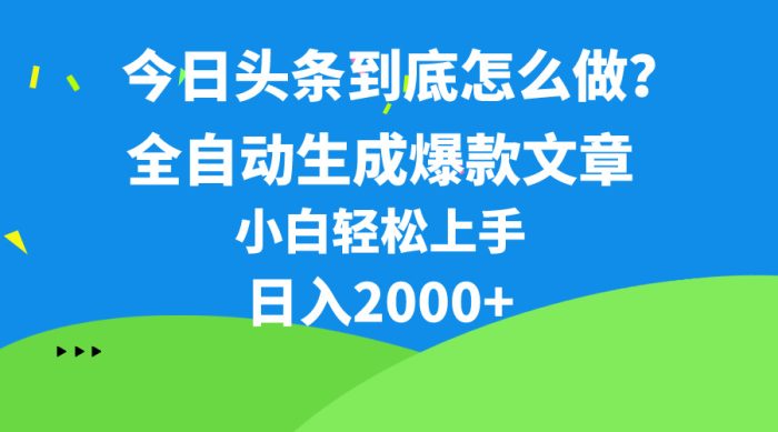 （10541期）今日头条最新最强连怼操作，10分钟50条，真正解放双手，月入1w+|小鸡网赚博客