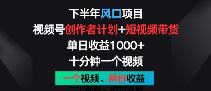 下半年风口项目，视频号创作者计划+视频带货，一个视频两份收益，十分钟一个视频|小鸡网赚博客