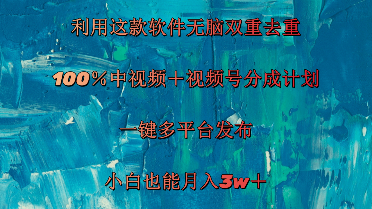 （11710期）利用这款软件无脑双重去重 100％中视频＋视频号分成计划 小白也能月入3w＋|小鸡网赚博客