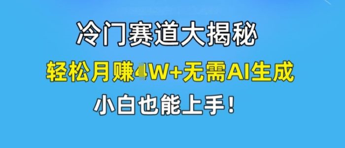 冷门赛道大揭秘,轻松月赚1W+无需AI生成,小白也能上手|小鸡网赚博客