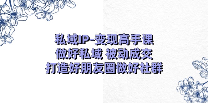（11209期）私域IP-变现高手课：做好私域 被动成交，打造好朋友圈做好社群（18节）|小鸡网赚博客