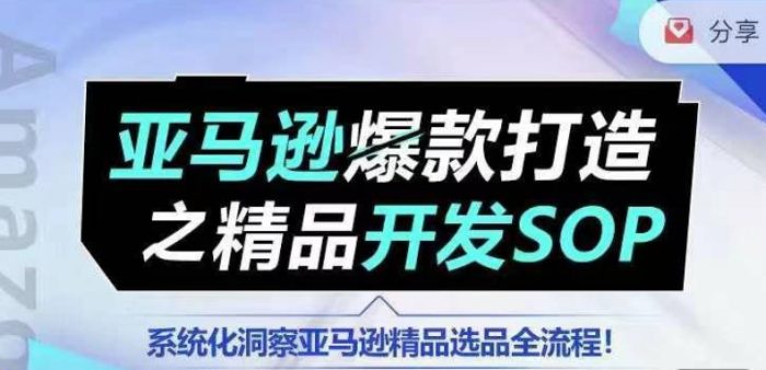 【训练营】亚马逊爆款打造之精品开发SOP，系统化洞察亚马逊精品选品全流程|小鸡网赚博客