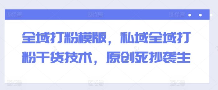 全域打粉模版,私域全域打粉干货技术,原创死抄袭生|小鸡网赚博客