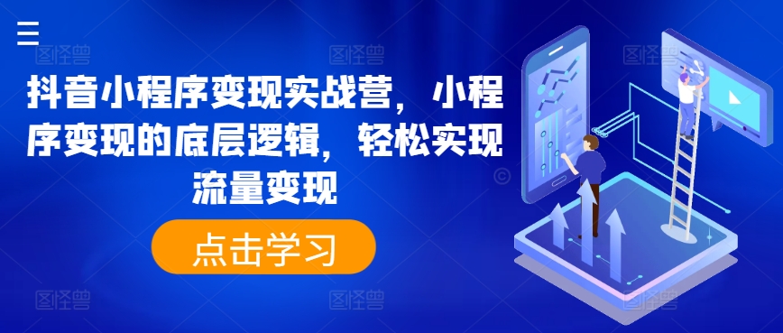 抖音小程序变现实战营，小程序变现的底层逻辑，轻松实现流量变现|小鸡网赚博客
