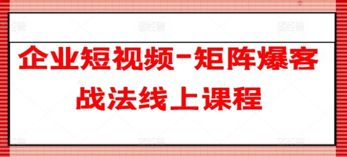 企业短视频-矩阵爆客战法线上课程|小鸡网赚博客