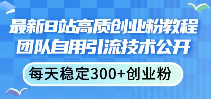 最新B站高质创业粉教程，团队自用引流技术公开|小鸡网赚博客