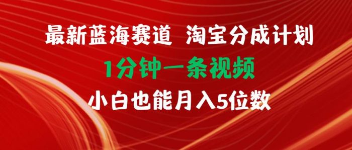 最新蓝海项目淘宝分成计划1分钟1条视频小白也能月入五位数|小鸡网赚博客