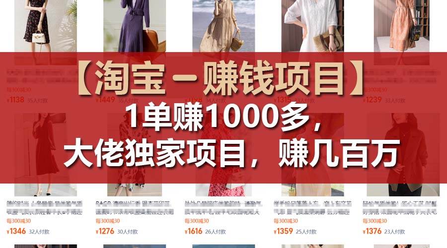 【淘宝赚钱项目】1单可赚1000多，大佬独家项目，年赚几百万|小鸡网赚博客