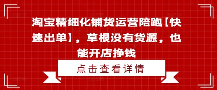 淘宝精细化铺货运营陪跑【快速出单】，草根没有货源，也能开店挣钱|小鸡网赚博客
