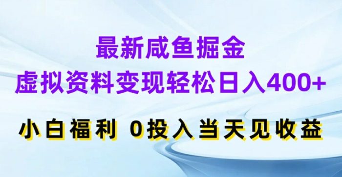 最新咸鱼掘金，虚拟资料变现，轻松日入400+，小白福利，0投入当天见收益|小鸡网赚博客