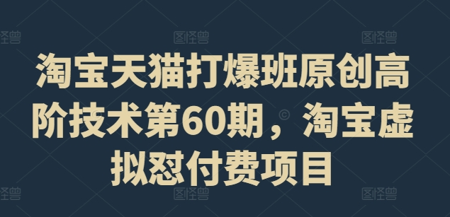 淘宝天猫打爆班原创高阶技术第60期，淘宝虚拟怼付费项目|小鸡网赚博客