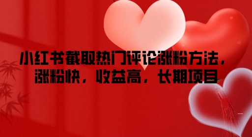 小红书截取热门评论涨粉方法，涨粉快，收益高，长期项目|小鸡网赚博客