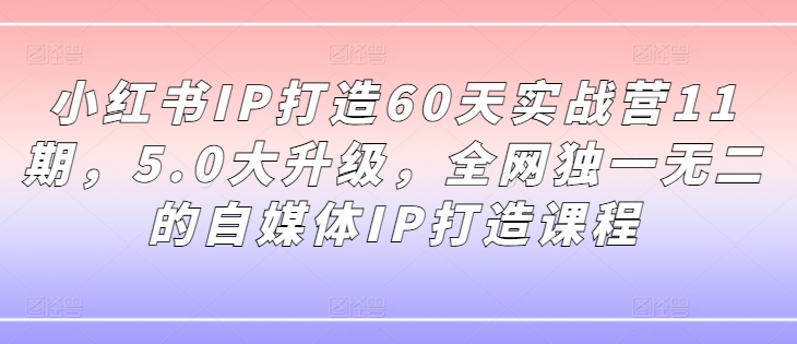 小红书IP打造60天实战营11期，5.0大升级，全网独一无二的自媒体IP打造课程|小鸡网赚博客