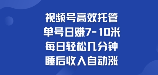 视频号高效托管，单号日赚7-10米，每日轻松几分钟，睡后收入自动涨|小鸡网赚博客